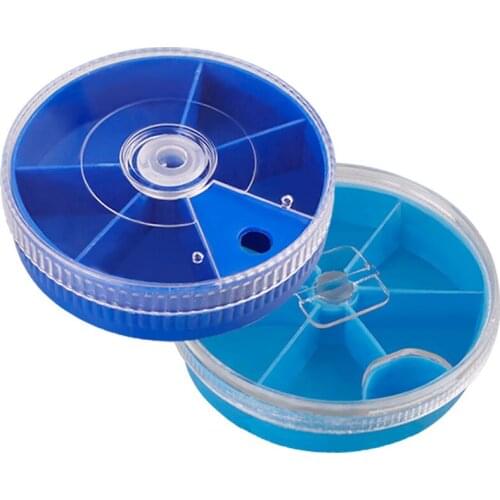 Fishing Tool Box 5 grids/6 grids Blue Mini Fishing Lure Box Round Small Accessories Storage Box Transparent Rotating Small Box