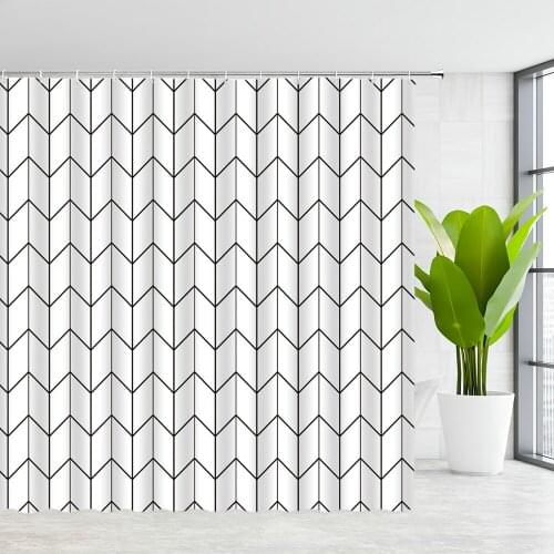 FILMILIL Shower Room Curtains Geometric Stripes Black and White Stereo Vision Simple Pattern Bath Decor Cloth Curtain Set