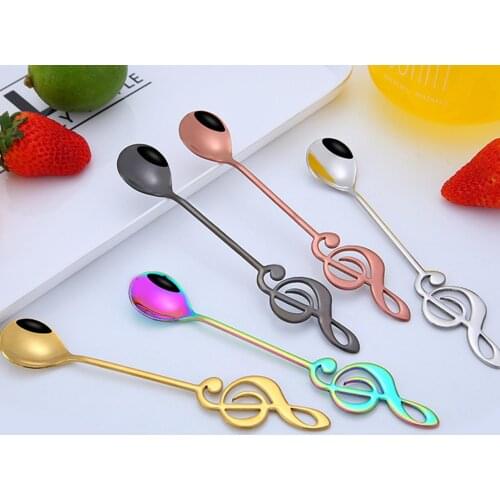 Stainless Steel Musical Notes Coffee Milk Stirring Teaspoon Ice Cream Spoon