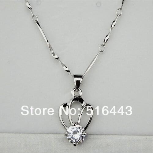 3pcs Charms Silver White Gold plated AAA+ Cubic Zircon Fashion Women Crown Necklaces Pendants Wholesale Fine Jewelry A-849