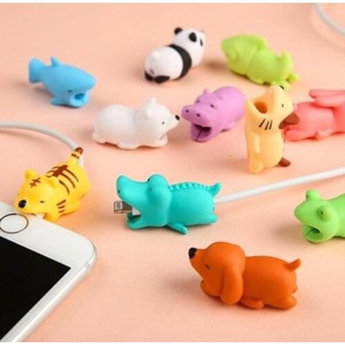 40pcs cute cartoon animal charger bite cable protector cargador for iphone USB cord wire earphone protection free shipping