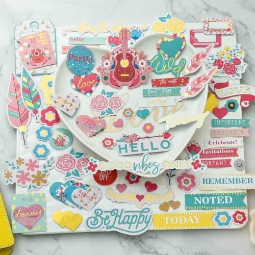 65pcs Be Happy Cardstock Die Cuts for Scrapbooking Happy Planner/Card Making/Journaling Project