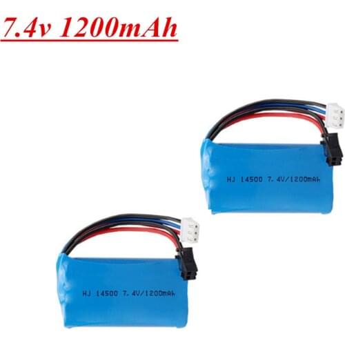7.4V 1200mAh 14500 Li-ion battery For Electric Toys Water Bullet Gun Spare Parts 2s 7.4v lithium Battery SM Plug for RC toys