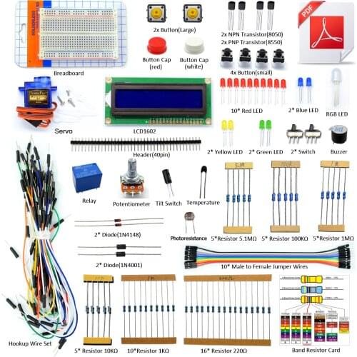 Adeept Project 1602 LCD Starter Kit for Arduino UNO R3 Mega2560 Nano Servo Relay LCD1602 Beginner/Starter Kit for Arduino with P