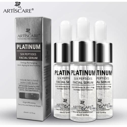 ARTISCARE Platinum Six Peptides Serum for Face 20ml Anti Wrinkles Ageing Hyaluronic Acid Essence Whitening Facial Skin Care 3PCS