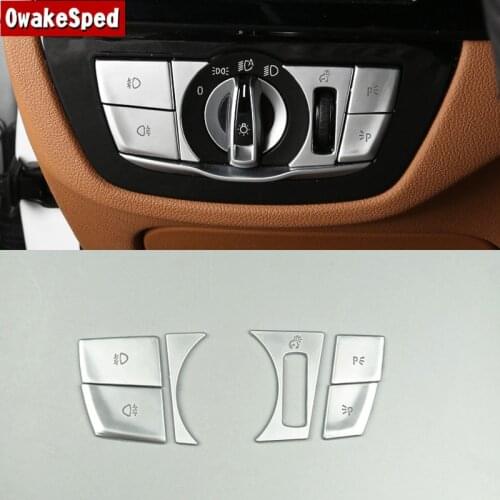 Car Console Headlight Switch Buttons Cover Sequins For BMW 5 Series G30 2018-2020 Car Styling Interior Accessories