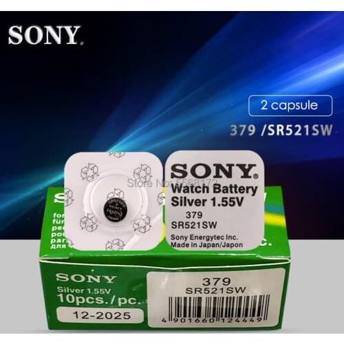 2pc SONY AG0 Silver oxide Coin Cell Batteries 379 SR521SW D379 V379 V520 280-59 GP379 SR63 AG0 618 JA LR521 Watch Battery