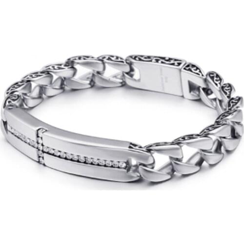 Classic Fashion Mens Cross Charm High Quality Metal Chain Bracelet Mens Jewelry