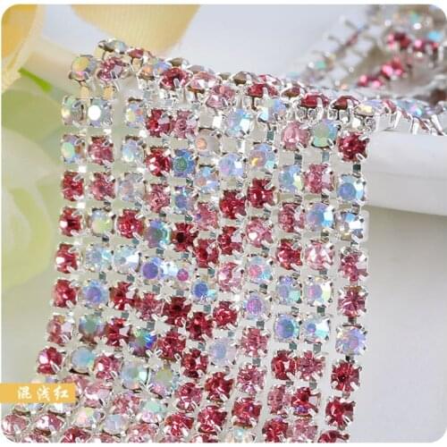 Deal 2.8mm 5/pack superior quality Level A Crystal colour mixture Rhinestone Chain