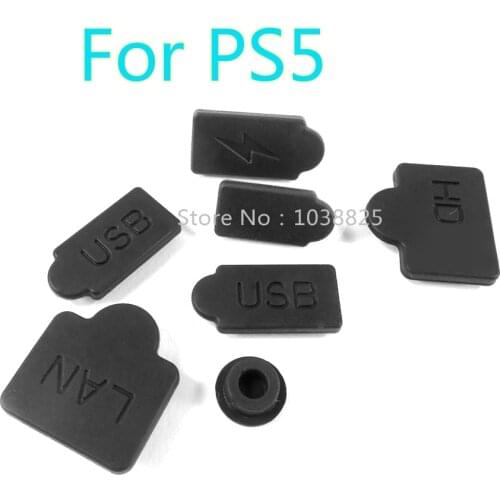 10sets Black Silicone Dust Plugs USB HDMI-compatible Interface Anti-Dust Cap Dustproof Cover for PS5 console