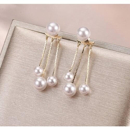 Dorado Hyperbole LongTassel Simulated Pearl Pendant Drop Dangle Earrings For Women Girl Wending Temperament Jewelry Gift New