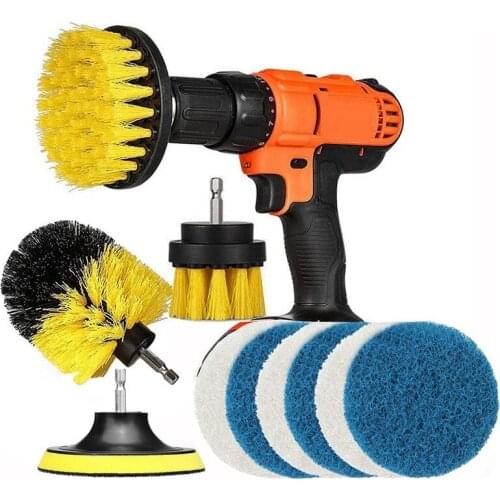 HLZS-11 Pcs Power Scrubber Brush Drill Brush Clean For Bathroom Surfaces Tub Shower Tile Grout Cordless Power Scrub Cleaning
