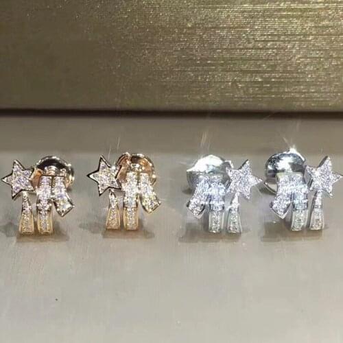 Dainty Stars Stud Earrings Fashion Full Inlay Shiny Small Zircon Geometry Charm Temperament Jewelry For Women Wedding Party Gift