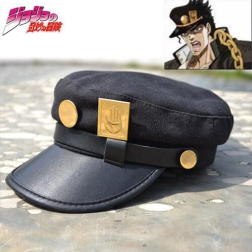 Anime JoJos Bizarre Adventure Jotaro Kujo Joseph Army Military JOJO Cap Hat+Badge Animation Around Drop Shipping
