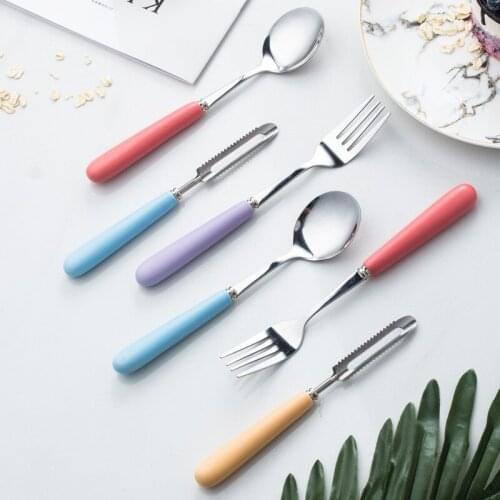 Candy colored tao ci bing stainless steel spoon creative stainless steel spoon Fork stainless steel peeler