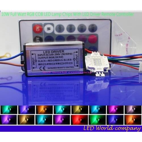 1Set Full Watt RGB Integrated Chip 10W 20W 30W 50W 100W RGB LED lamp + LED Driver +24Key Remote For Floodlight Spot light bulbs
