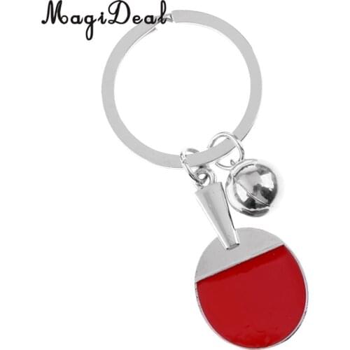 MagiDeal Sturdy Alloy Table Tennis Style Keychain Mini Paddle Ball Keyring Bag Decor Gifts Souvenir