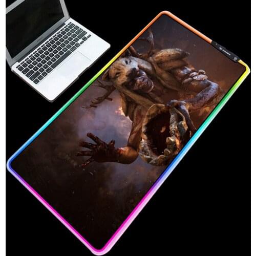 Mairuige RGB Mouse Pad Cold Light LED Color Lock USB Charging Knife Tower Werewolf Anime Home Computer Desk Pad Natural Rubber