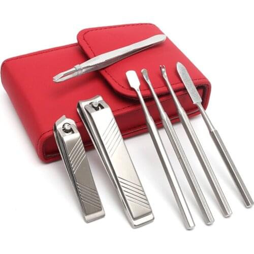 Manicure Kits 7 in 1 Stainless Steel Cuticle Nippers Professional Nail Clippers Home Scissors Cutter Travel Set Care Tools
