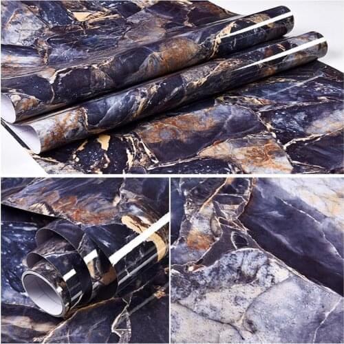 60cm*3M/5M Kitchen Oil Proof Sticker Marble Pattern Wall Sticker Waterproof High Temperature Sticker Living Room Home Decoration