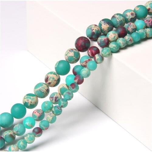 Dull Polish Matte Round Loose Beads Natural Shoushan Stone Beads Snakeskin Blue Gem Beads For Jewelry Making 6/8/10MM Pick Size