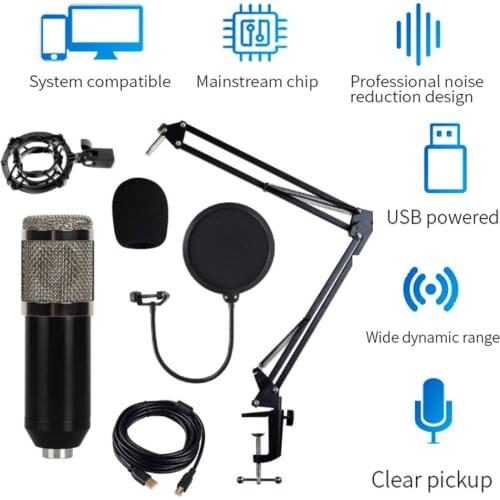 Computer Streaming USB Microphone Metal Condenser Microphones for Laptop Recording Studio Karaoke Youtube TIKTOK Plug and Play