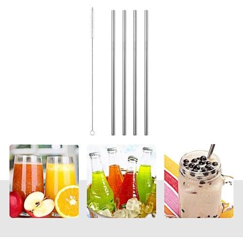 Metal Straws with Cleaning Brush Straws Drinking Reusable Stainless Steel