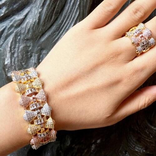 ModemAngel Special Brand Design Copper Jewelry Sets Women Girls Wedding Bijoux Wide Fashion Bracelet Bangle Ring Set