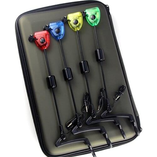 Fishing Swingers Set Fishing Bite Alarm Indicators 4pcs In Zipped Case Led Illuminated Swinger Carp Fishing Accessories A501
