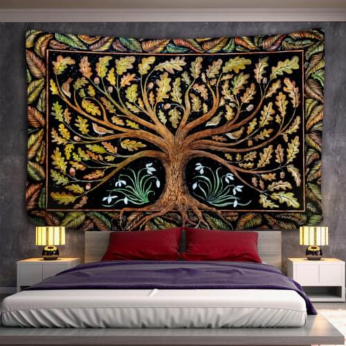 Death Mushroom Forest Tapestry Wall Hanging Fairy Tale Castle Skeleton Bohemian Psychedelic Home Dormitory Dream Decor