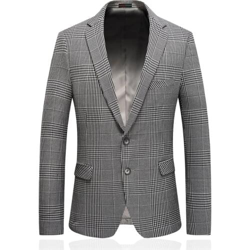 2020 New Men Blazer Classic Plaid Blazer Male Business Wedding Blazer Slim Fit Men Tuexdo Party Dress