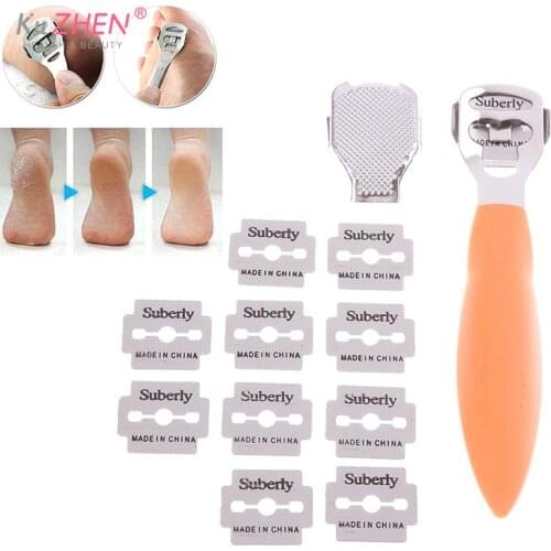 Hard Dead Skin Knife Foot Care Tool Stainless Steel Dead Skin Callus Remover Planer Cutter Shaver Foot + 10*Blades+Grinding Head