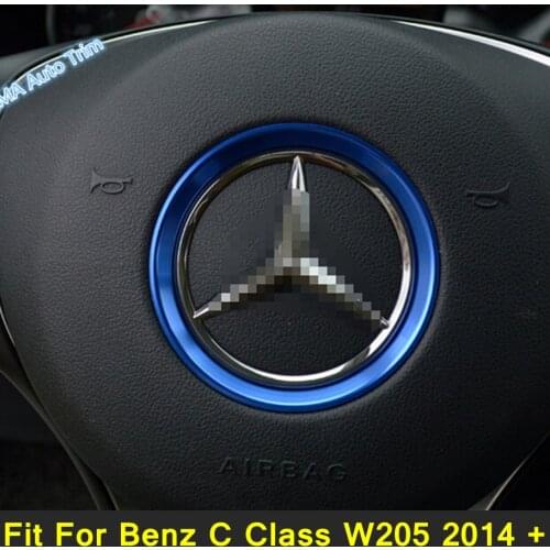 Stainless Steel Steering Wheel Cover Trim Ring Bezel Garnish Molding Red / Blue Fit For Mercedes-Benz C Class W205 2014 - 2021