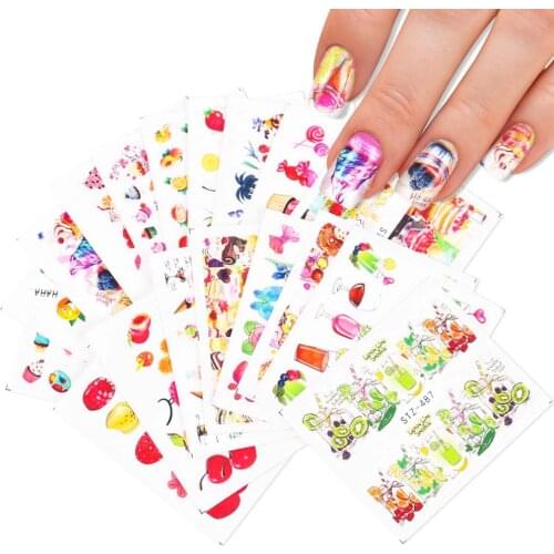 18Designs Flower/Fruit/Flower Series Nail Water Decals Tranfer Sticker Nail Art Decoration