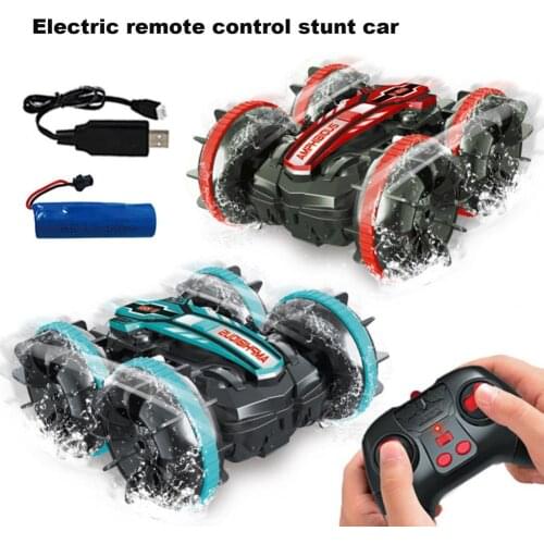 Chargeable Roadster Car Model Stick Control 360 Degrees Rotation Amphibious Remote Controlled Stunt Roadster Car Model for Home