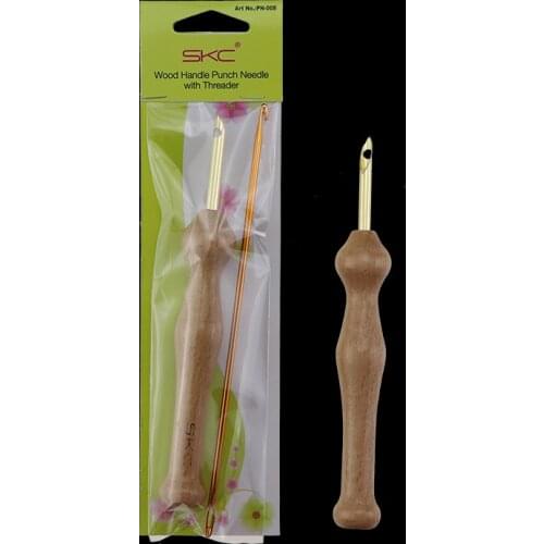 Durable knitting embroidery needle, large craft sewing accessories, practical punch, DIY wooden handle weaving tool