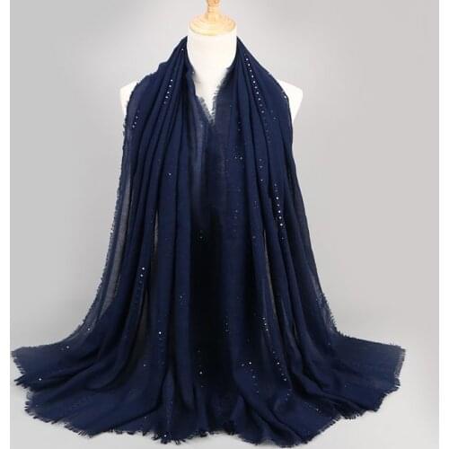 Plain Color Sequins Scarf And Shawl Popular Muslim Womens Hijab Stripe Shimmer Female Headband Lightweight Islamic Headscarf