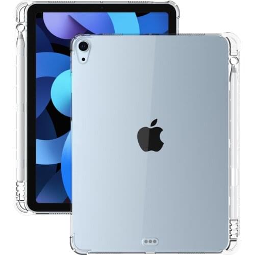 Clear Case For iPad Air 4 3 2 Soft Silicone Case For iPad Pro 11 10.5 10.2 9.7 2017 2018 2019 2020 With Pencil Holder Back Cover