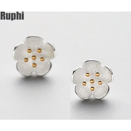 Clover Flower Stud Earrings Cherry Blossom floral charm fashion Silver color earring ornament jewelry