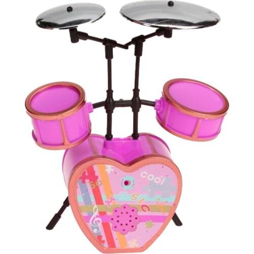 Shocking Pink Mini Drum Set for Doll House Furniture Dolls Accessory