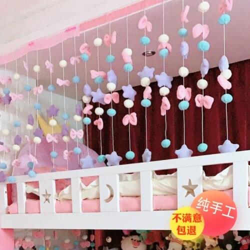 Cute Curtains Bow Star Curtain for Living Room Bedroom Punch Free Home Decoration Accessories