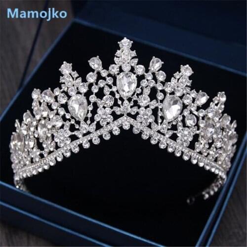 Mamojko Wedding Jewelry Baroque Retro Gorgeous Head Wear Rhinestone Wedding Pageant Crown Bridal Crystal Tiara Hair Accessories