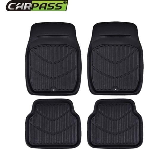 Car-pass Universal Car Floor Mats Foot Mat Front Rear Auto Interior Anti-Slip Mat Red Black Car Styling PU Leather Waterproof