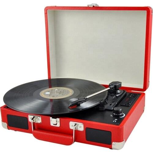 Vintage CE and ROHS Pick Up Vinyl Record Player Turntable With Speakers and Transparent Dust Cover