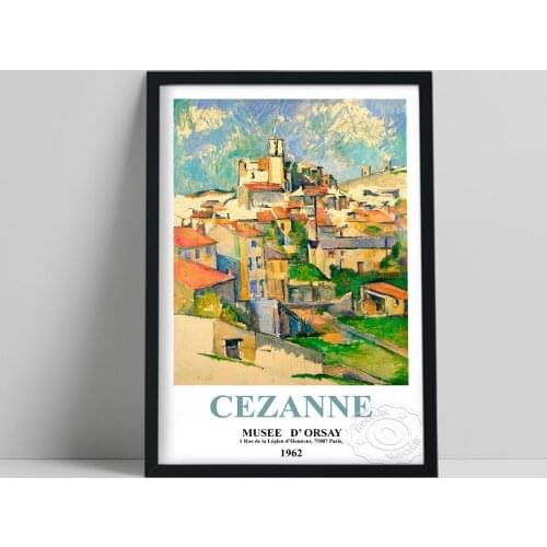 Paul Cezanne 1962 Vintage Exhibition Poster, The Village Of Gardanne (Le Village De Gardanne) Art Prints, Urban Landscape Decor