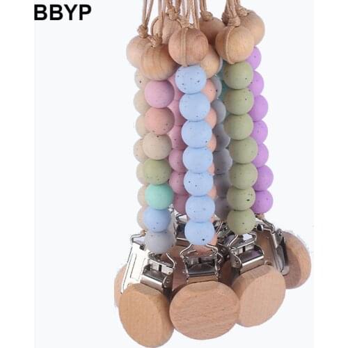 Pacifier Clips Chain Silicone Beads BPA Free DIY Dummy Clip Holder Soother Chains Baby Teething Toys Chew Gifts Soild Color
