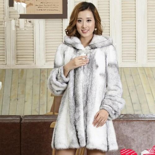 Womens Real Whole Mink Fur Coat Outwear Winter Mink fur Coats