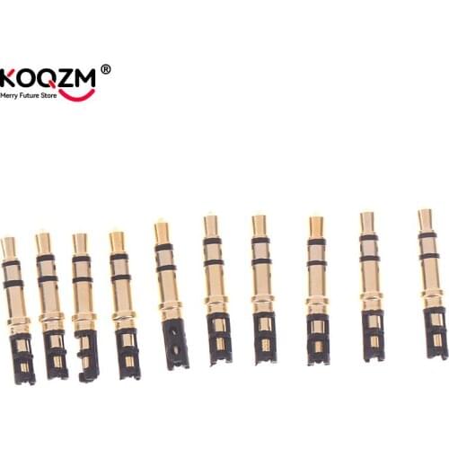10pcs 3.5mm Male Plug 3 Pole Soldering Earphone Headphone Audio Jack Gold Tone