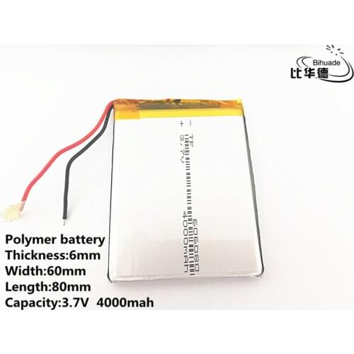 10pcs/lot 3.7V,4000mAH,606080 Polymer lithium ion / Li-ion battery for TOY,POWER BANK,GPS,mp3,mp4