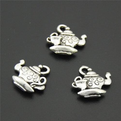 10PCS Tibetan Silver Color Teapot Charms With Little Tea Cup Charms Pendants Fits Bracelets Jewelry Making A294